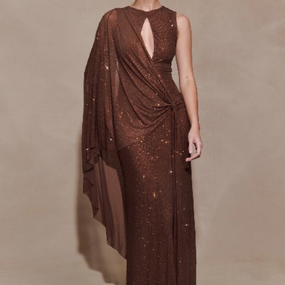 Elegant Brown Evening Gown (Meshki) - Picture 3 of 5